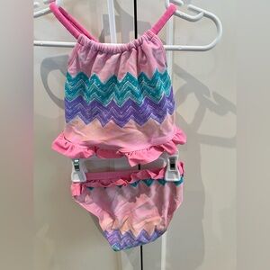George Pink and White Baby Swimsuit 6-12m